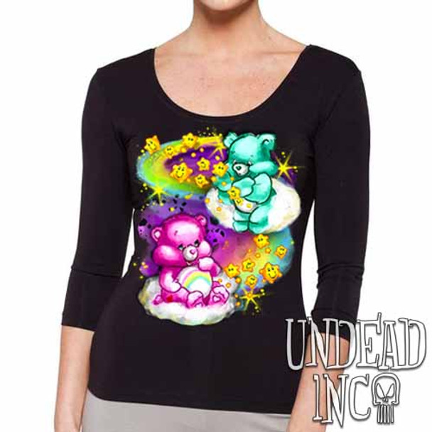 Care Bears Watercolor Wishes - Ladies 3/4 Long Sleeve Tee