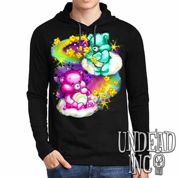 Care Bears Watercolor Wishes - Mens Long Sleeve Hooded Shirt
