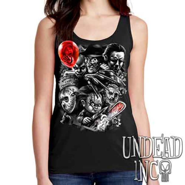 Horror Icons V1 Black & Grey - Ladies Singlet Tank