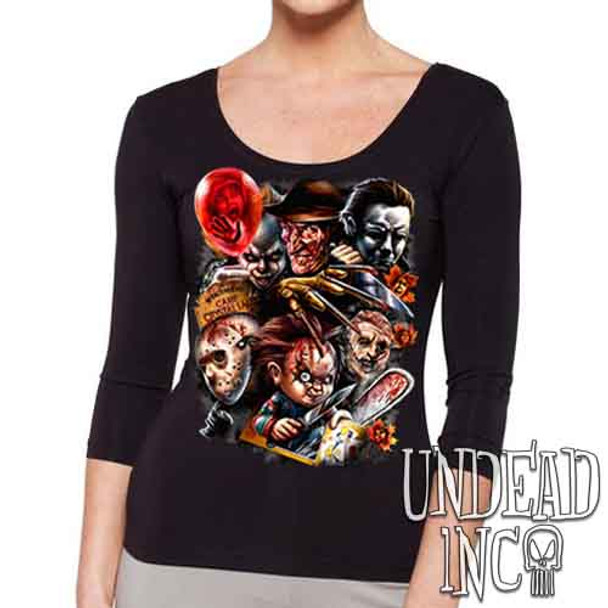 Horror Icons V1 - Ladies 3/4 Long Sleeve Tee