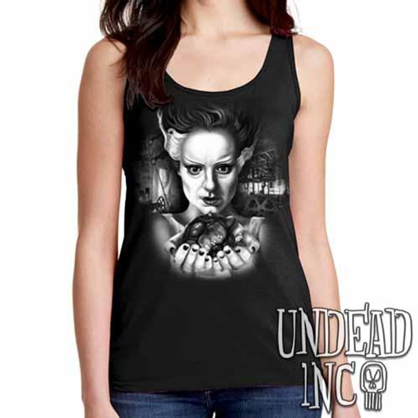 Bride Of Frankenstein Heart - Ladies Singlet Tank Black Grey