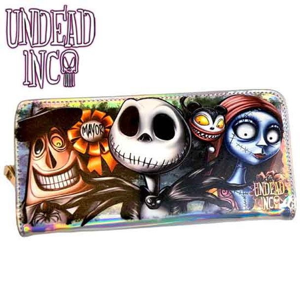 Nightmare Before Christmas Halloween Town Undead Inc Hologram Long Line Wallet Purse