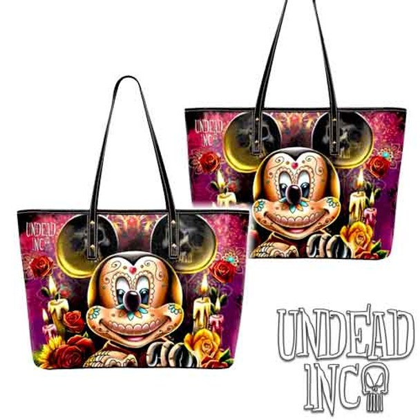 Day Of The Dead Mickey Large Pu Leather Handbag / Shoulder Bag