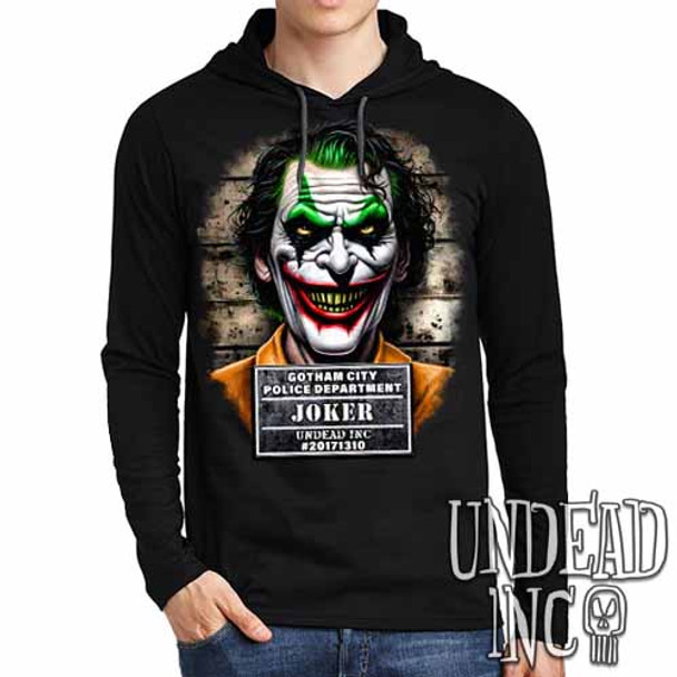 Joker Mugshot - Mens Long Sleeve Hooded Shirt