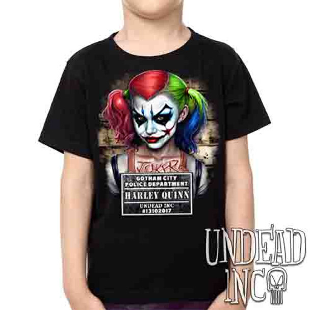 Harley Quinn Mugshot -  Kids Unisex Girls and Boys T shirt