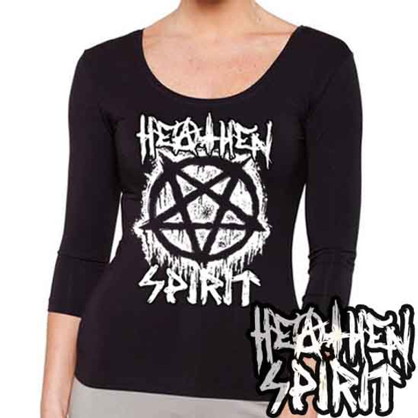 Inverted Pentagram Heathen Spirit - Ladies 3/4 Long Sleeve Tee