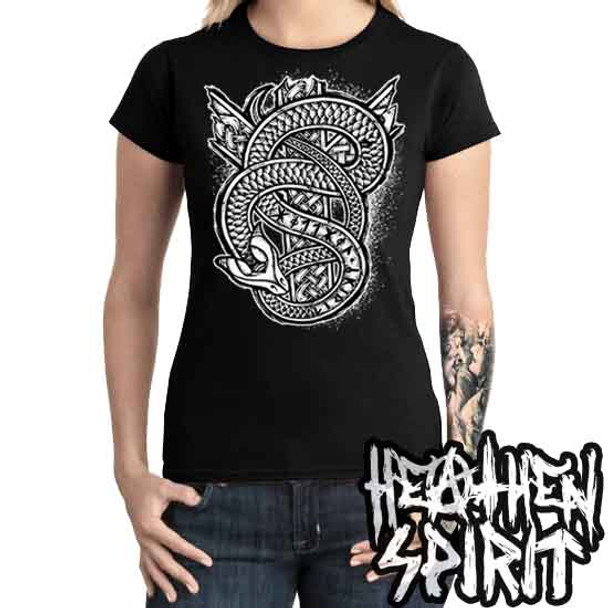 Algiz Serpent Viking Rune Heathen Spirit  - Ladies T Shirt