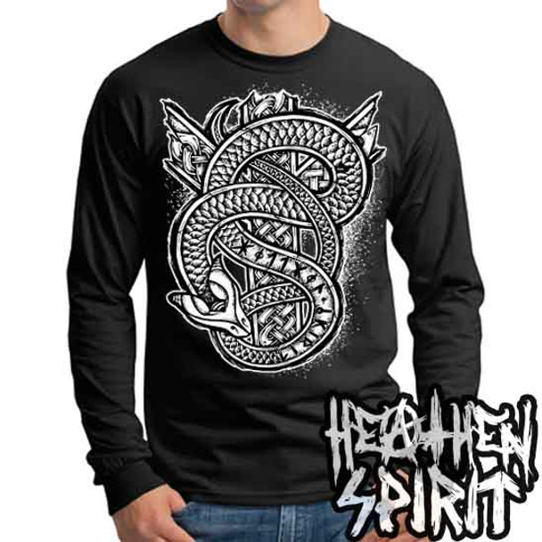 Algiz Serpent Viking Rune Heathen Spirit - Mens Long Sleeve Tee