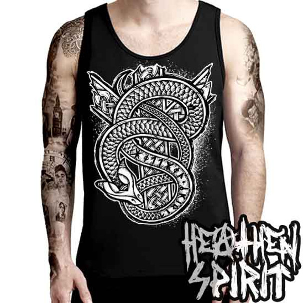 Algiz Serpent Viking Rune Heathen Spirit - Mens Tank Singlet