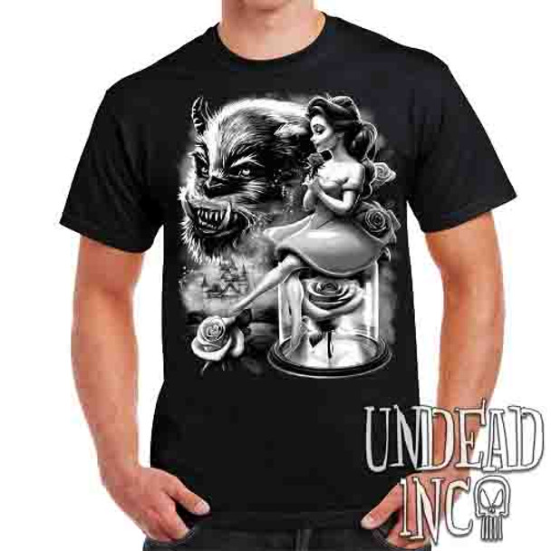 Beauty & The Beast Fairy Tale Magic Black & Grey - Mens T Shirt