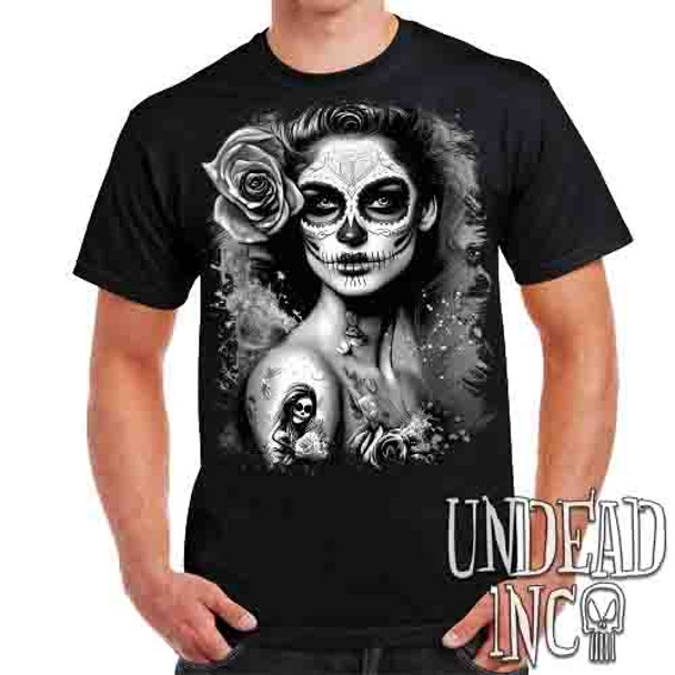 Day Of The Dead Woman Black & Grey  - Mens T Shirt