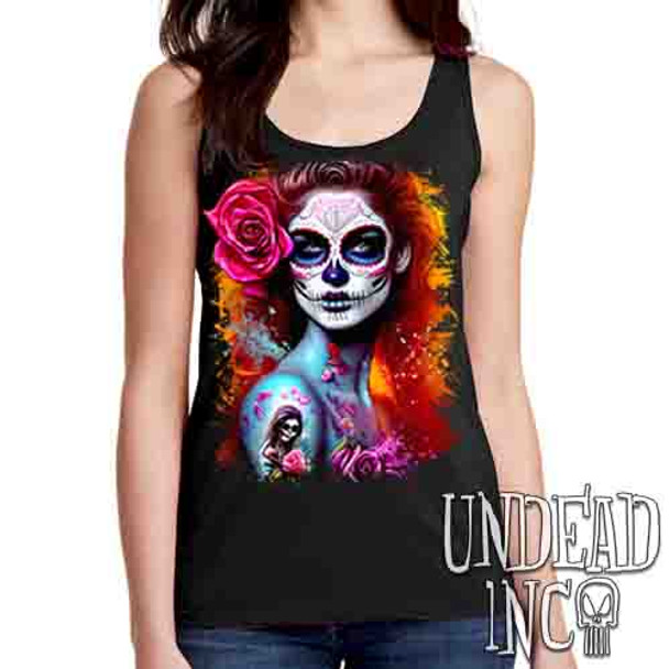 Day Of The Dead Woman - Ladies Singlet Tank