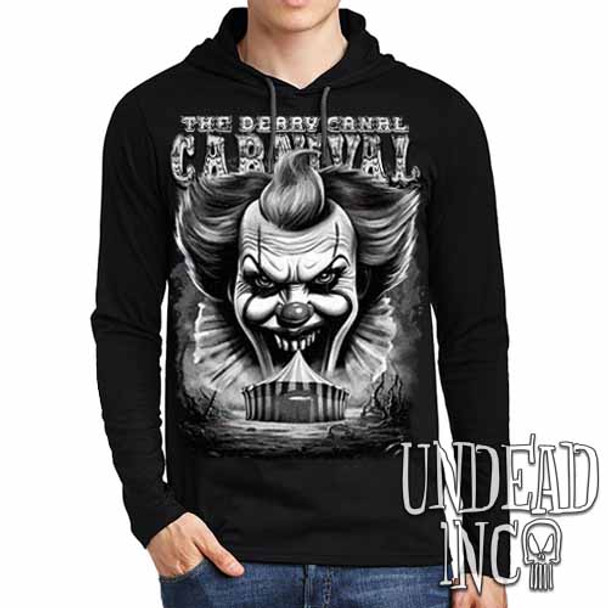 Derry Canal Carnival Black & Grey - Mens Long Sleeve Hooded Shirt