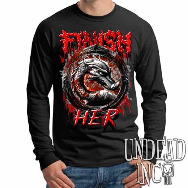 Mortal Kombat Finish Her Black & Grey - Mens Long Sleeve Tee