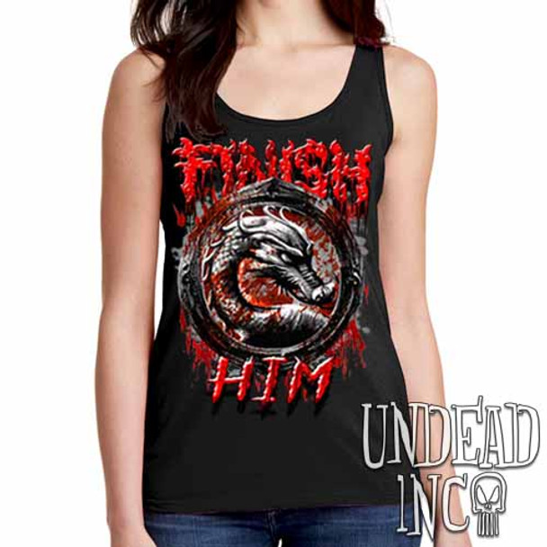 Mortal Kombat Finish Him Black & Grey - Ladies Singlet Tank