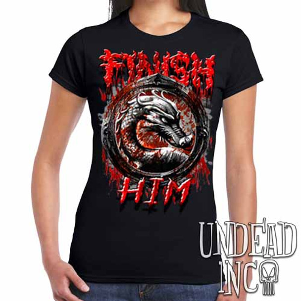 Mortal Kombat Finish Him Black & Grey - Ladies T Shirt