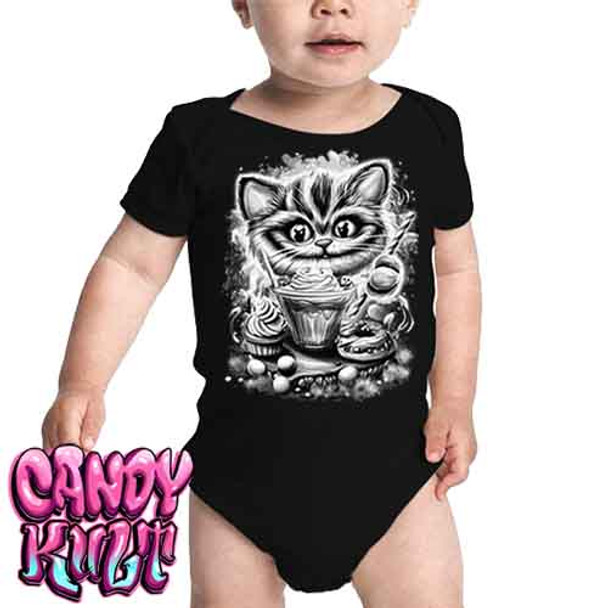 Cheshire Cat Tea Party Black & Grey - Infant Onesie Romper