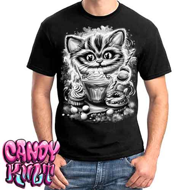 Cheshire Cat Tea Party Black & Grey - Mens T Shirt