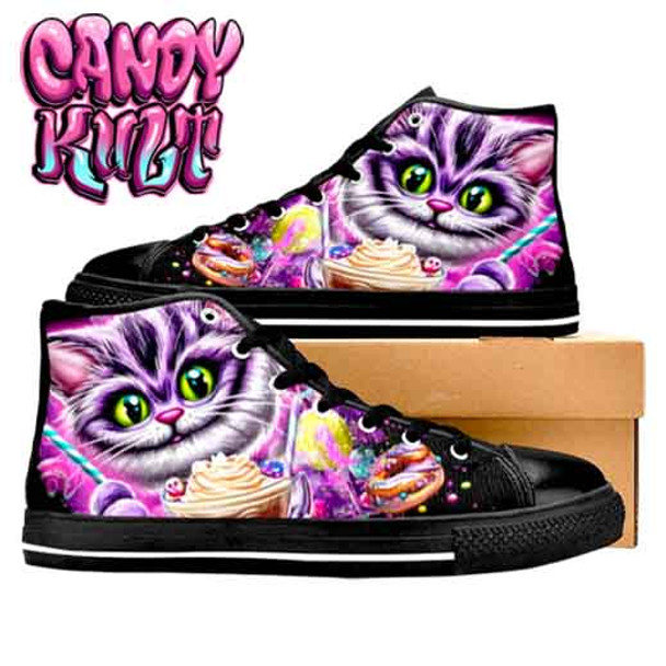 Cheshire Cat Mad Tea Party Women's Classic High Top Canvas Shoes