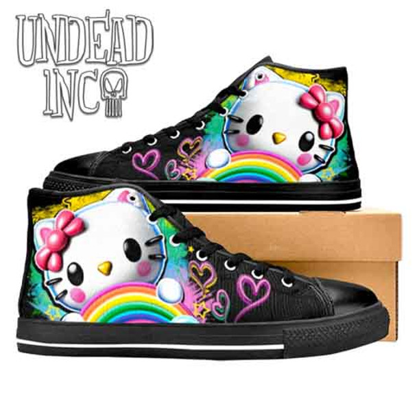 Kitty Rainbow Women's Classic High Top Canvas Shoes