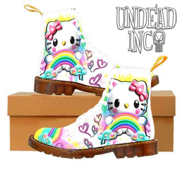 Kitty Rainbow White LADIES Undead Inc Boots