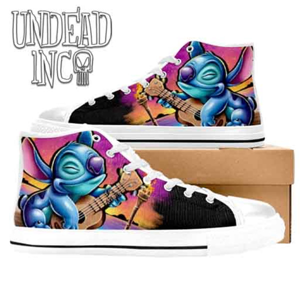 Stitch Sunset Sounds White Men’s Classic High Top Canvas Shoes