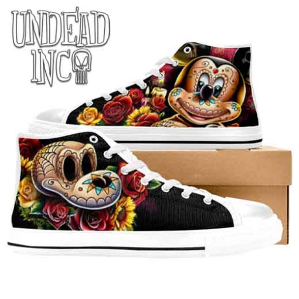 Mickey Day Of The Dead White Women's Classic High Top Canvas Shoes