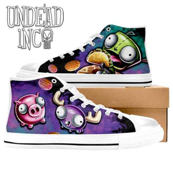 Invader Zim Gir Waffles White  Women's Classic High Top Canvas Shoes