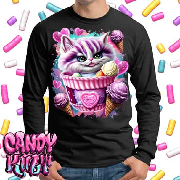 Cheshire Cat Ice Cream Dream Retro Candy  - Mens Long Sleeve Tee