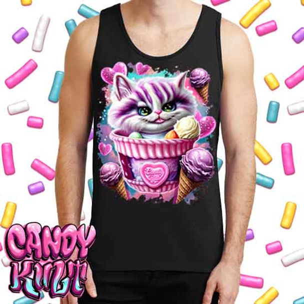 Cheshire Cat Ice Cream Dream Retro Candy - Mens Tank Singlet