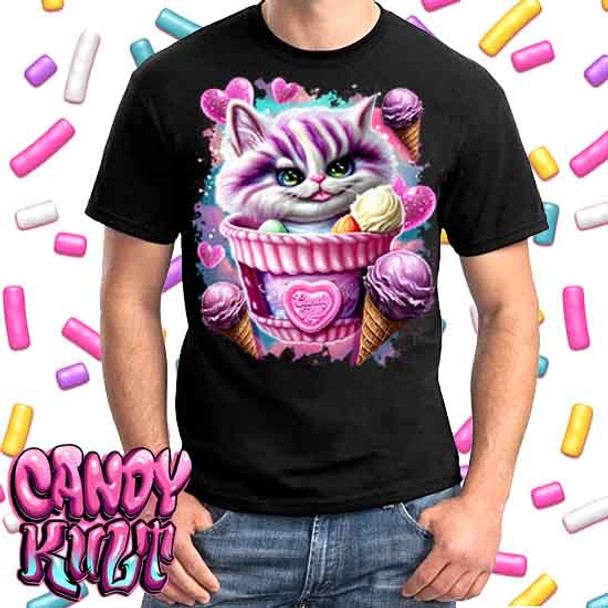 Cheshire Cat Ice Cream Dream Retro Candy - Mens T Shirt