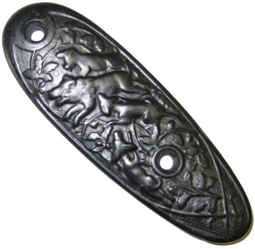 German Buttplate W/Dogs (4 29/32" X 1 11/16")