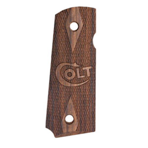 Colt 1911 Officer Wood Grips Checkered With Logo Colt 1911 Officer Wood Grips Checkered With Logo