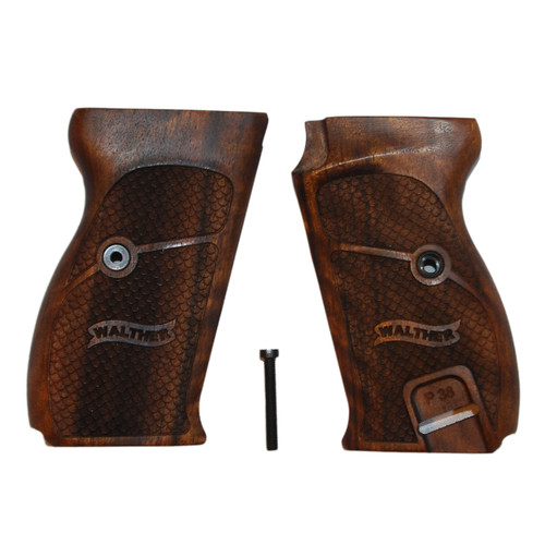 WALTHER P38 OR P1 WOOD GRIPS WITH GRIP SCREW WALTHER P38 OR P1 WOOD GRIPS WITH GRIP SCREW