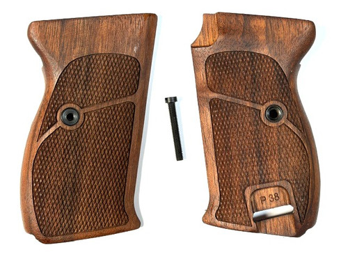 WALTHER P38 OR P1 WOOD GRIPS WITH GRIP SCREW