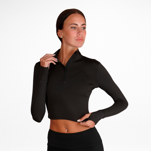 Long Sleeved Zip Crop Top