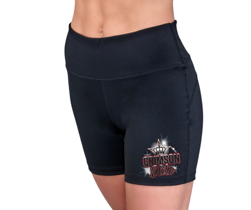High Waisted Cycling Shorts - Crimson Elite