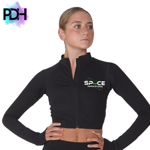 Long  Sleeved Crop Top Full Zip