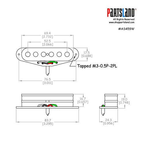 Quarter Pound Stacked Single-coil Pickup / Alnico 5