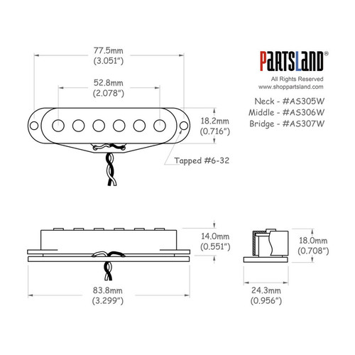 '74 style Vintage Single-coil Pickups / Alnico 5