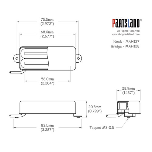 Non-exposed Covered Mini Humbucker Pickups / Alnico 5 Non-exposed Covered Mini Humbucker Pickups / Alnico 5
