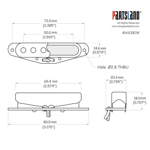 Gold Foil Tele Neck Open Pickup / Alnico 5