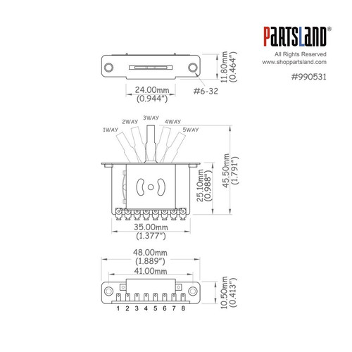 PCB type 5-way Lever Switch