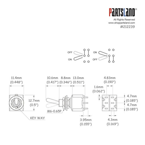 Deluxe Mini Toggle Switch / DPDT / ON-ON Deluxe Mini Toggle Switch / DPDT / ON-ON