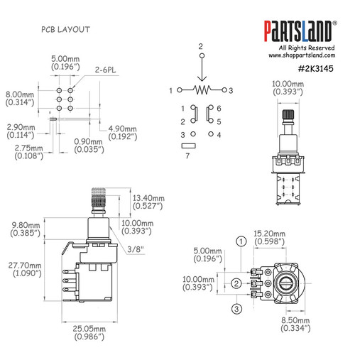 Push-Push Pot for Solder Terminal / Solid Shaft