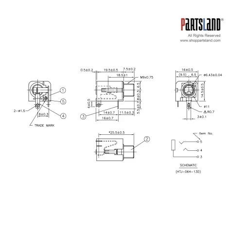 1/4" Stereo Phone Jack / 3-Lug
