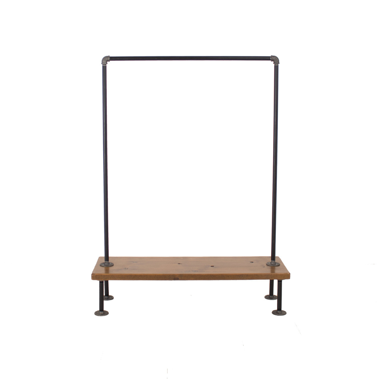 Industrial Pipe Clothing Rack with Cedar Wood Shelf Single Shelf William Roberts Vintage