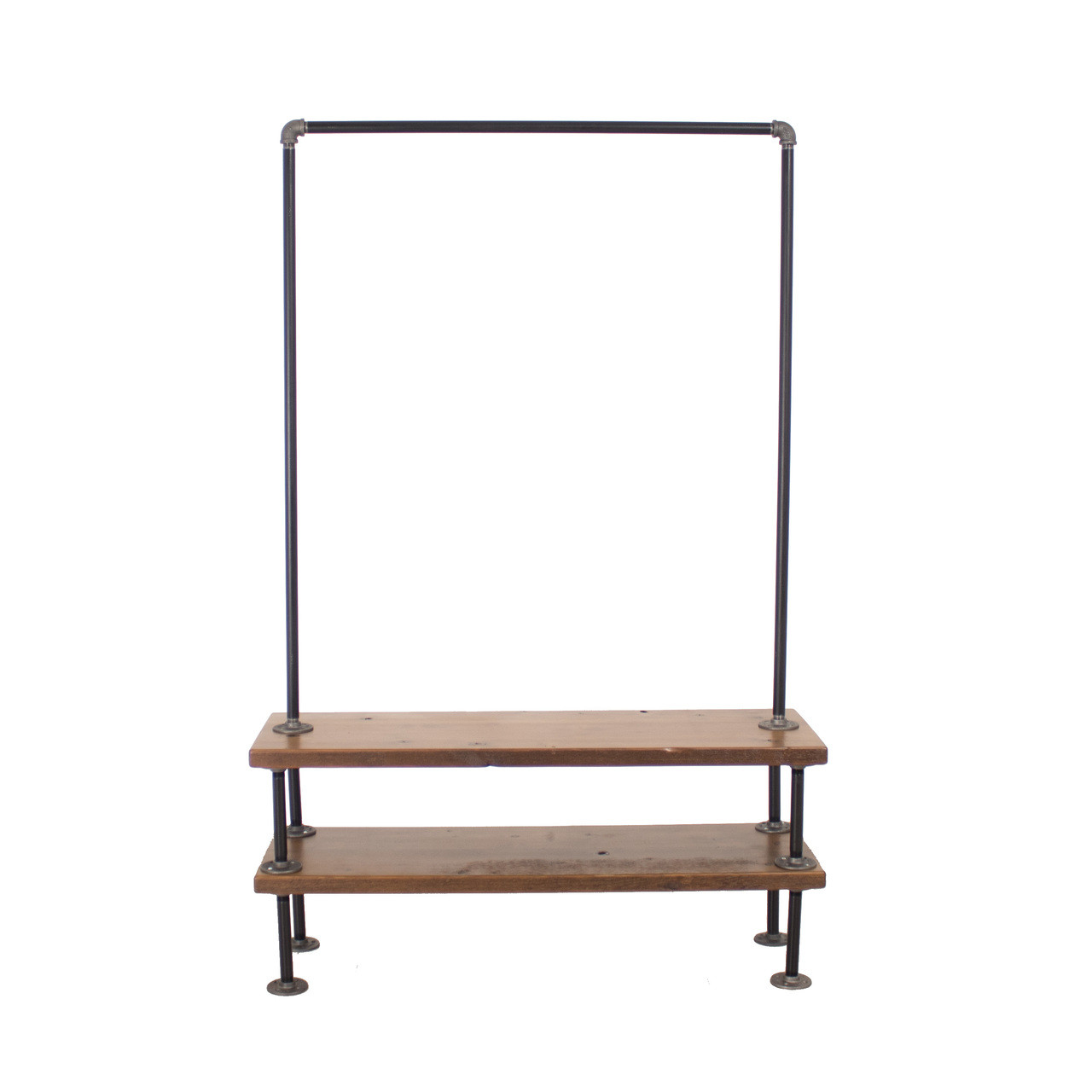 Industrial Pipe Clothing Rack with Cedar Wood Shelves | Double Shelf ...