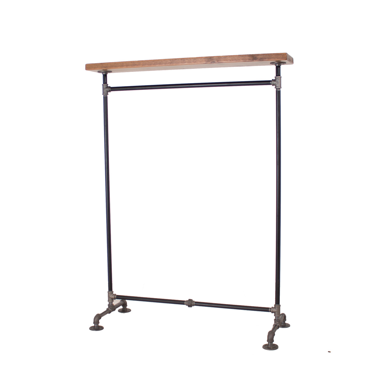 Industrial Pipe Clothing Rack with Cedar Wood Top Shelf William Roberts Vintage