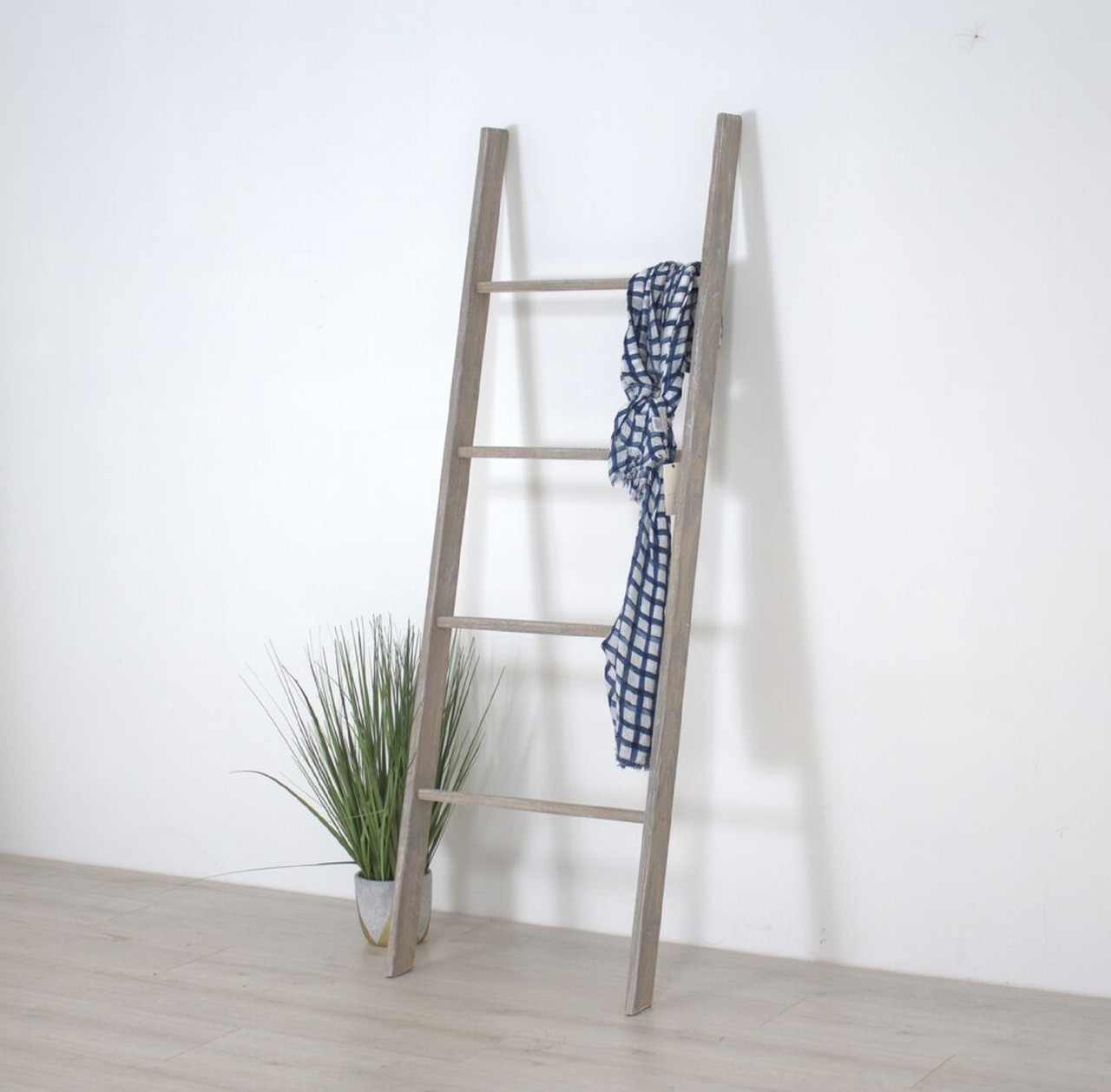 Wooden Decorative Ladder Shelf, Blanket Ladder, Distressed Ladder ...